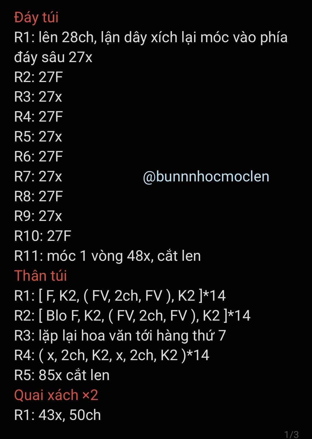chart móc túi xách tay