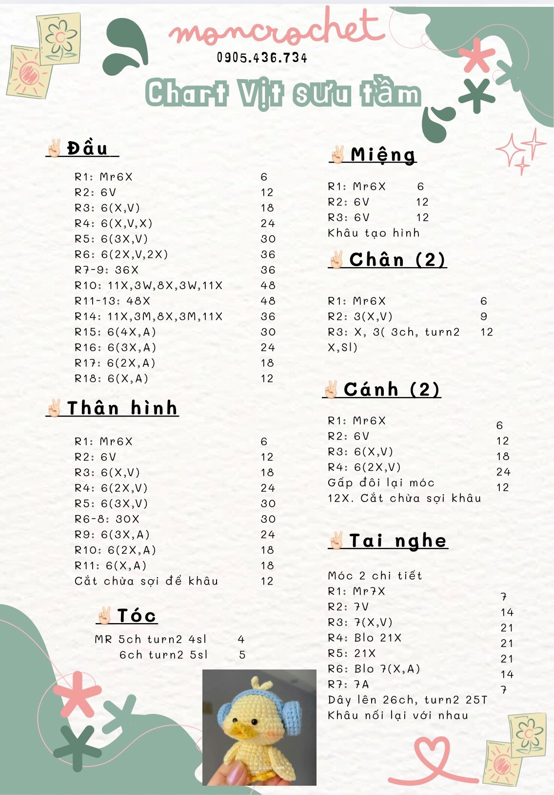 chart móc vịt đeo tai nghe