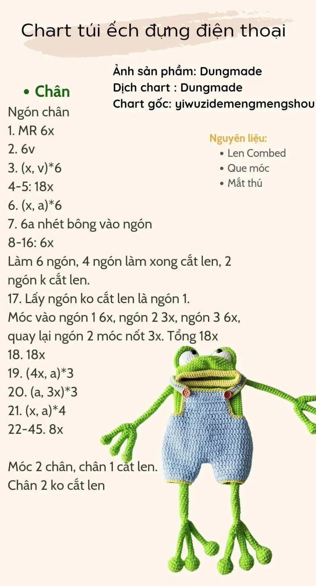 chart túi ếch đựng điện thoại mặc quần yếm