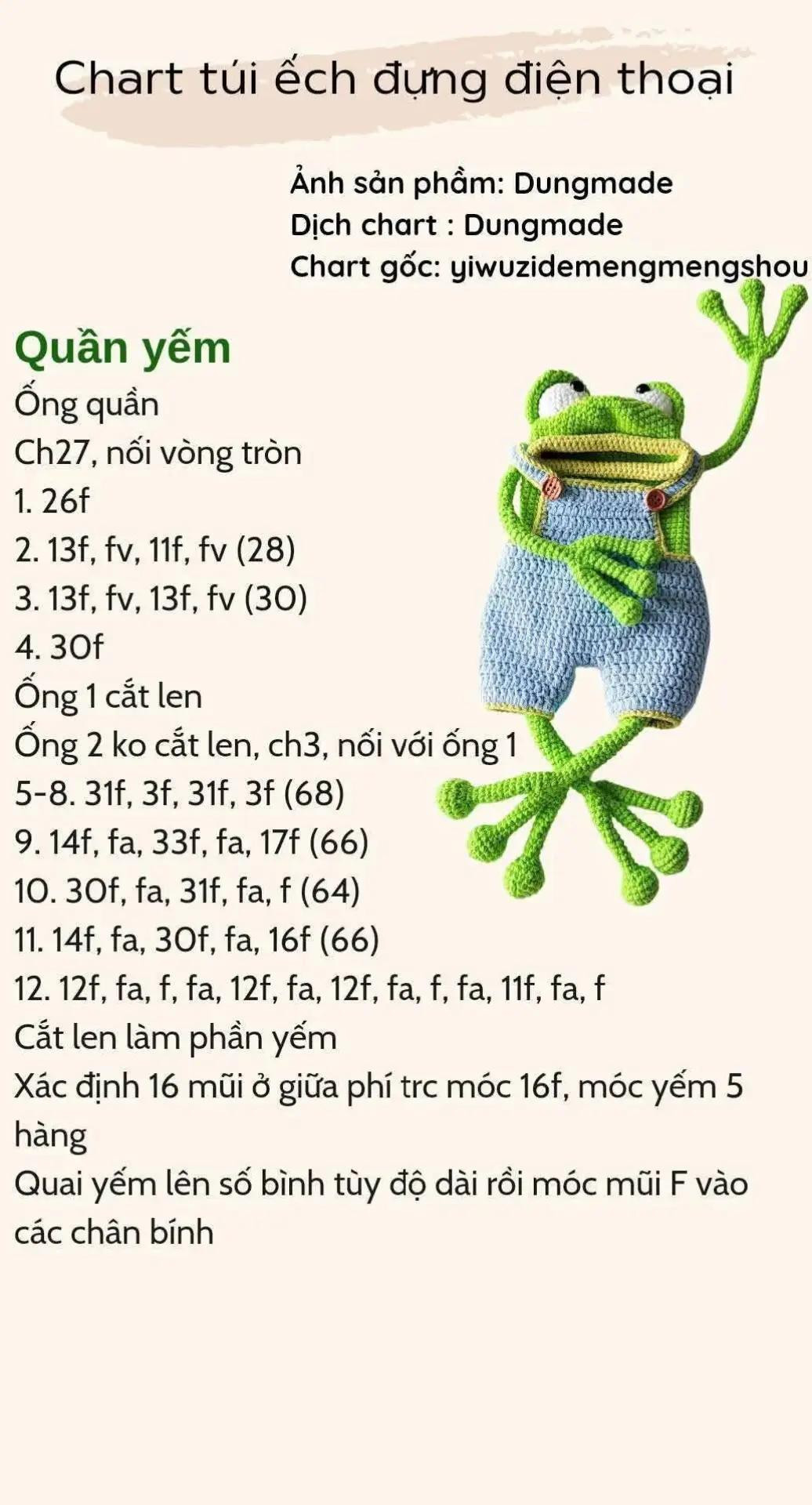 chart túi ếch đựng điện thoại mặc quần yếm