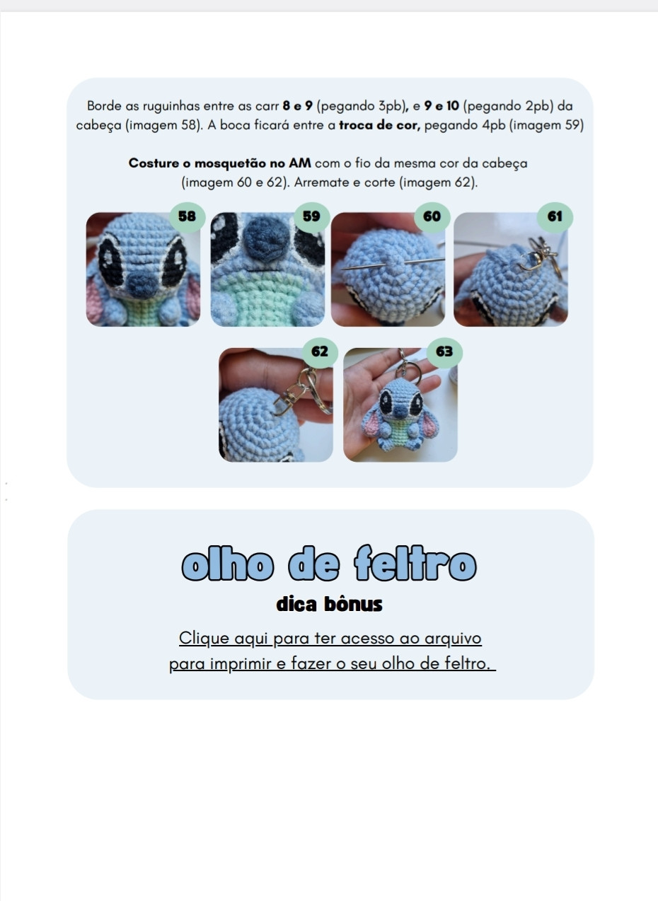 Chaveiro de Amigurumi Stitch para Amantes de Crochê