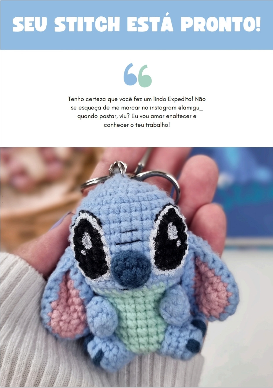 Chaveiro de Amigurumi Stitch para Amantes de Crochê