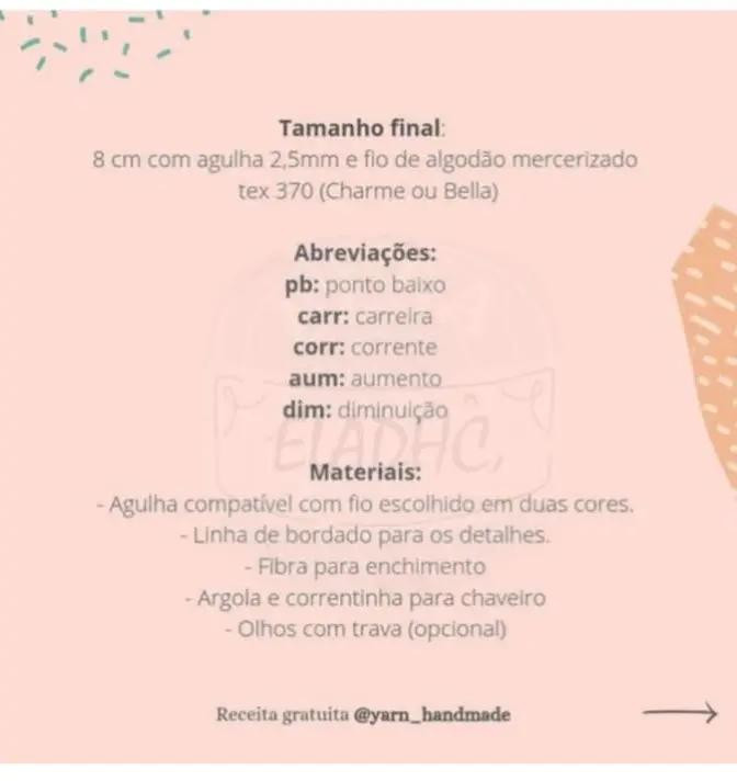 Chaveiro de Triceratops em Crochê - Receita Grátis Disponível
