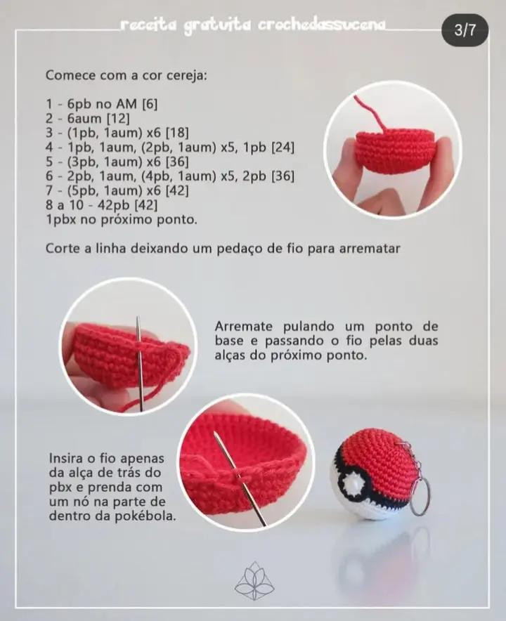 Chaveiro Pokébola em Crochê: Guia Completo e Gratuito