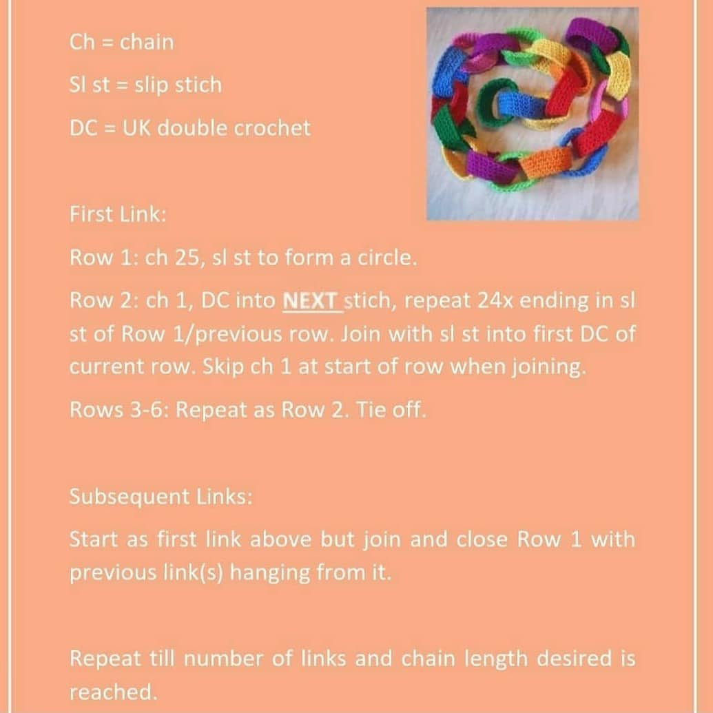 Colorful Crochet Chain Links Pattern - Free and Easy Tutorial