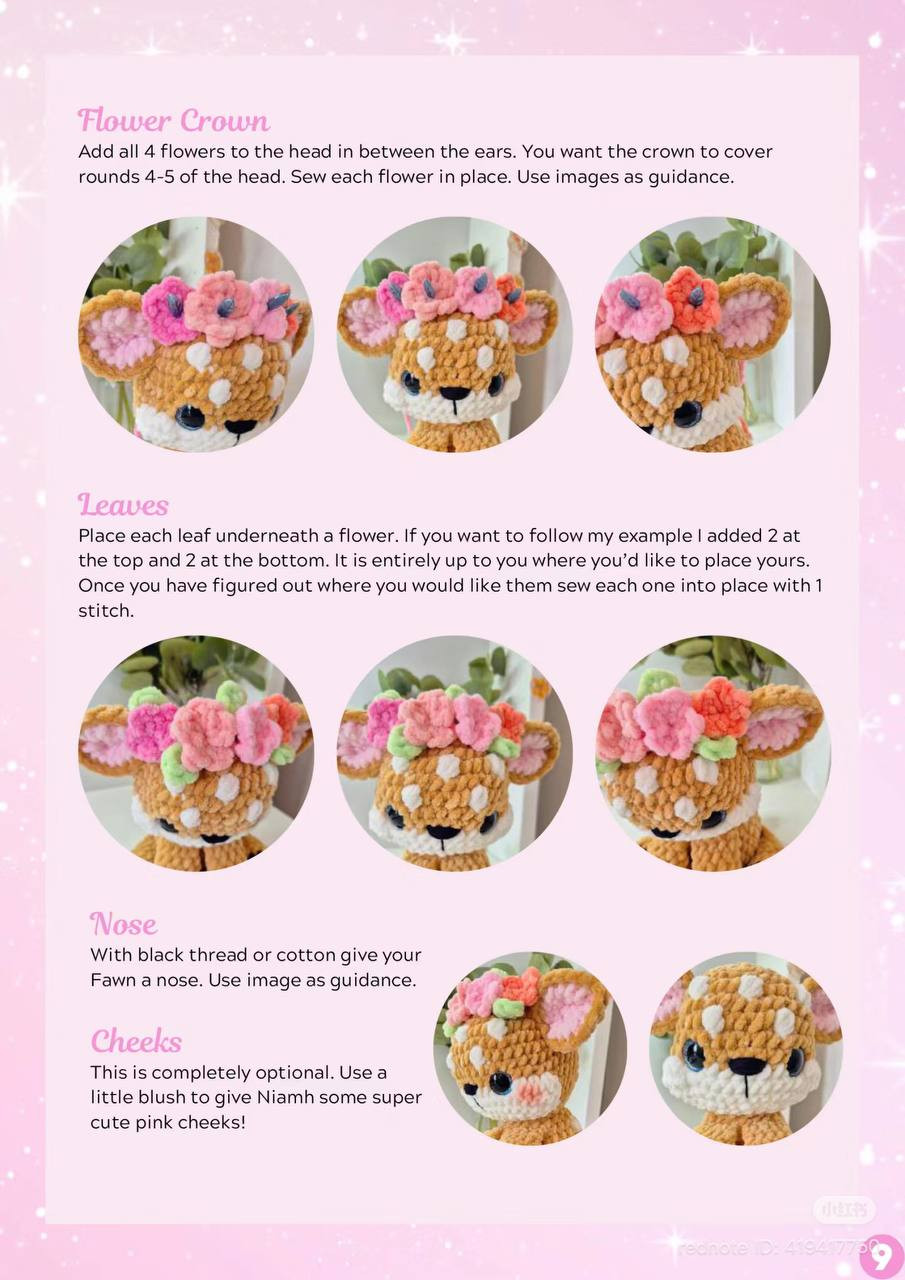 Crochet Chart for "Niamh the Fawn" with Floral Crown