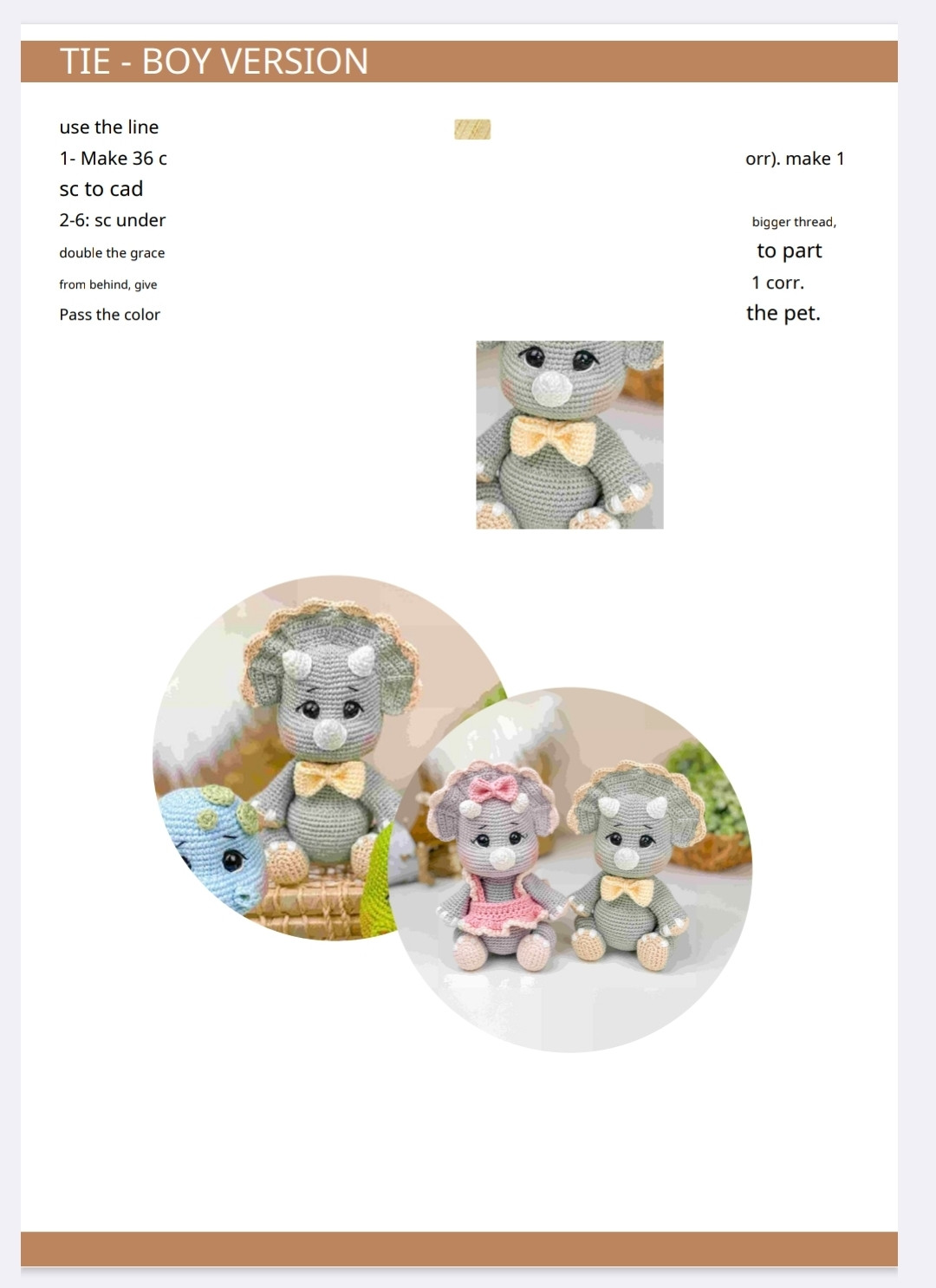 Crochet Pattern Abbreviations for Dinosaur Amigurumi