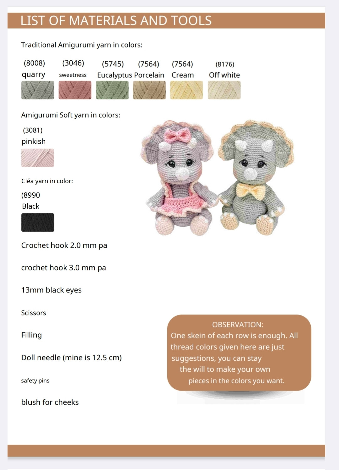 Crochet Pattern Abbreviations for Dinosaur Amigurumi