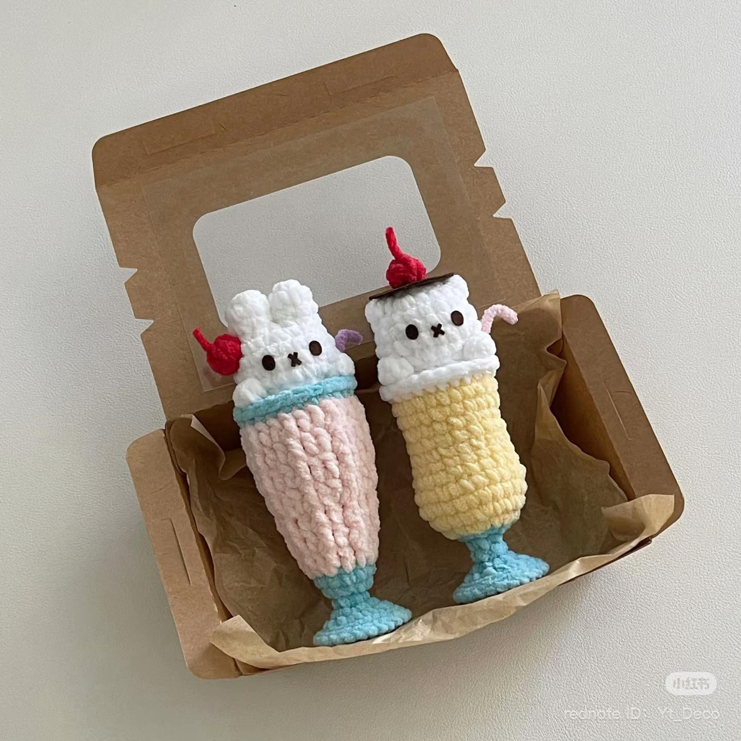 Crochet Pattern: Adorable Milkshake Amigurumi with Cute Faces