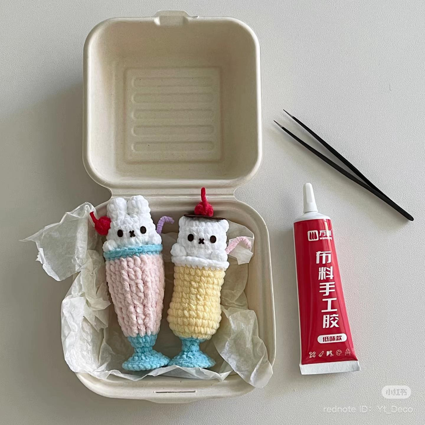 Crochet Pattern: Adorable Milkshake Amigurumi with Cute Faces