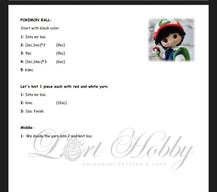 Crochet Pattern: Ash Ketchum and Pokémon Amigurumi Set