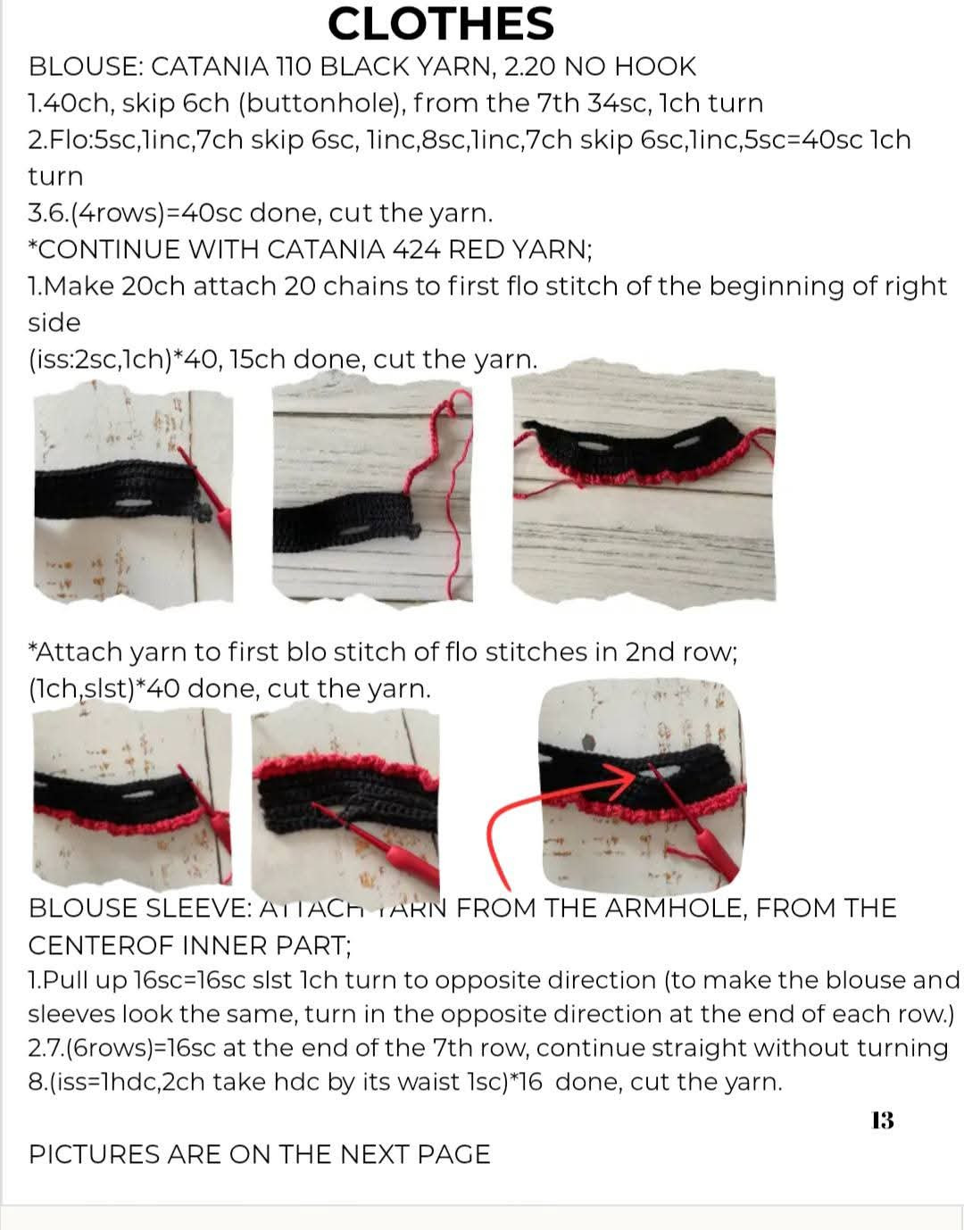 Crochet Pattern for a Flamenco Dancer Doll with Red and Black Dress