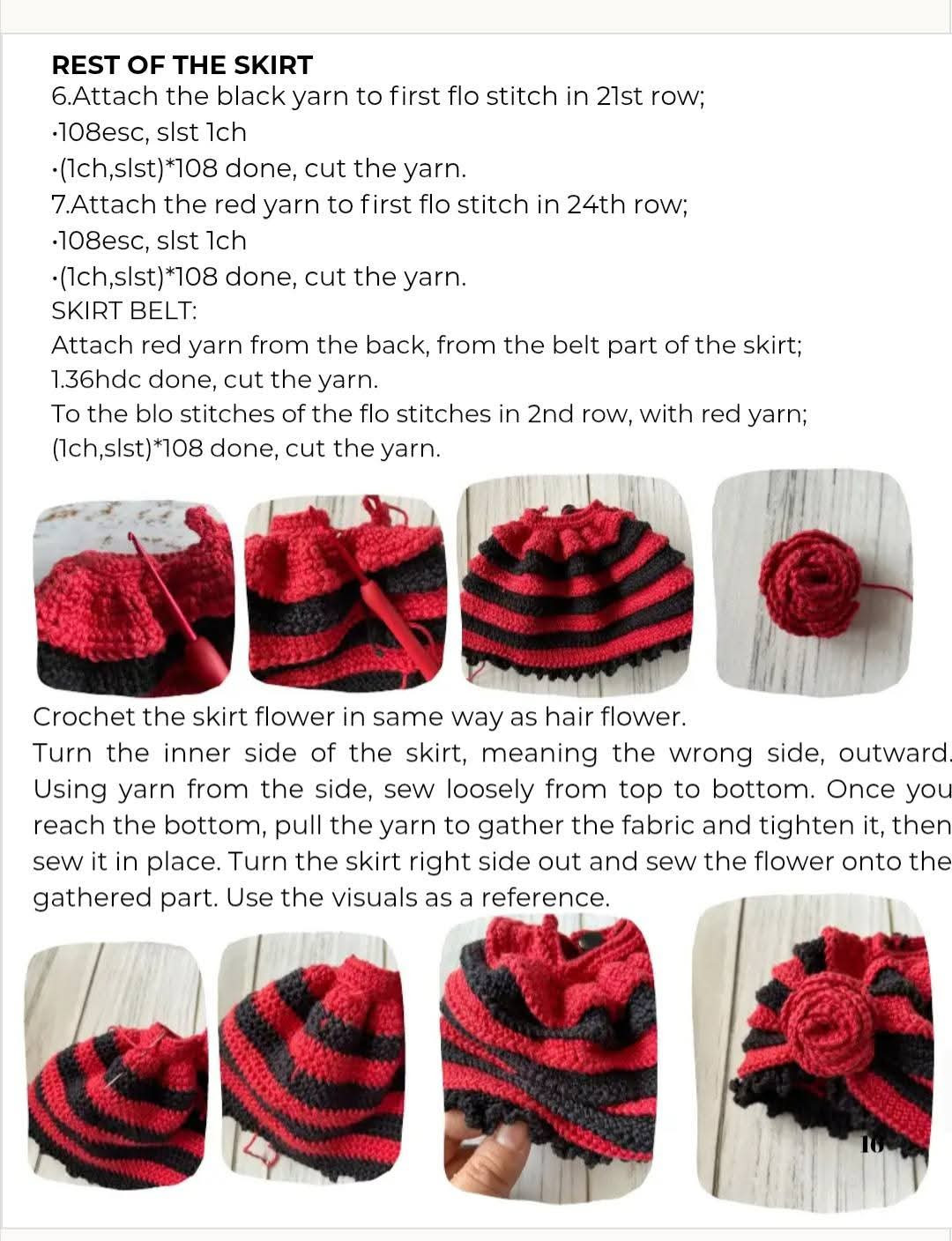 Crochet Pattern for a Flamenco Dancer Doll with Red and Black Dress