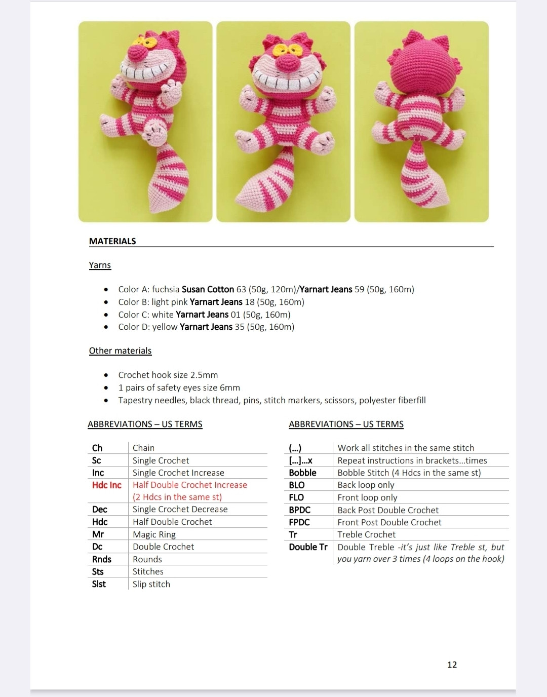 Crochet Pattern for a Whimsical Cheshire Cat Toy