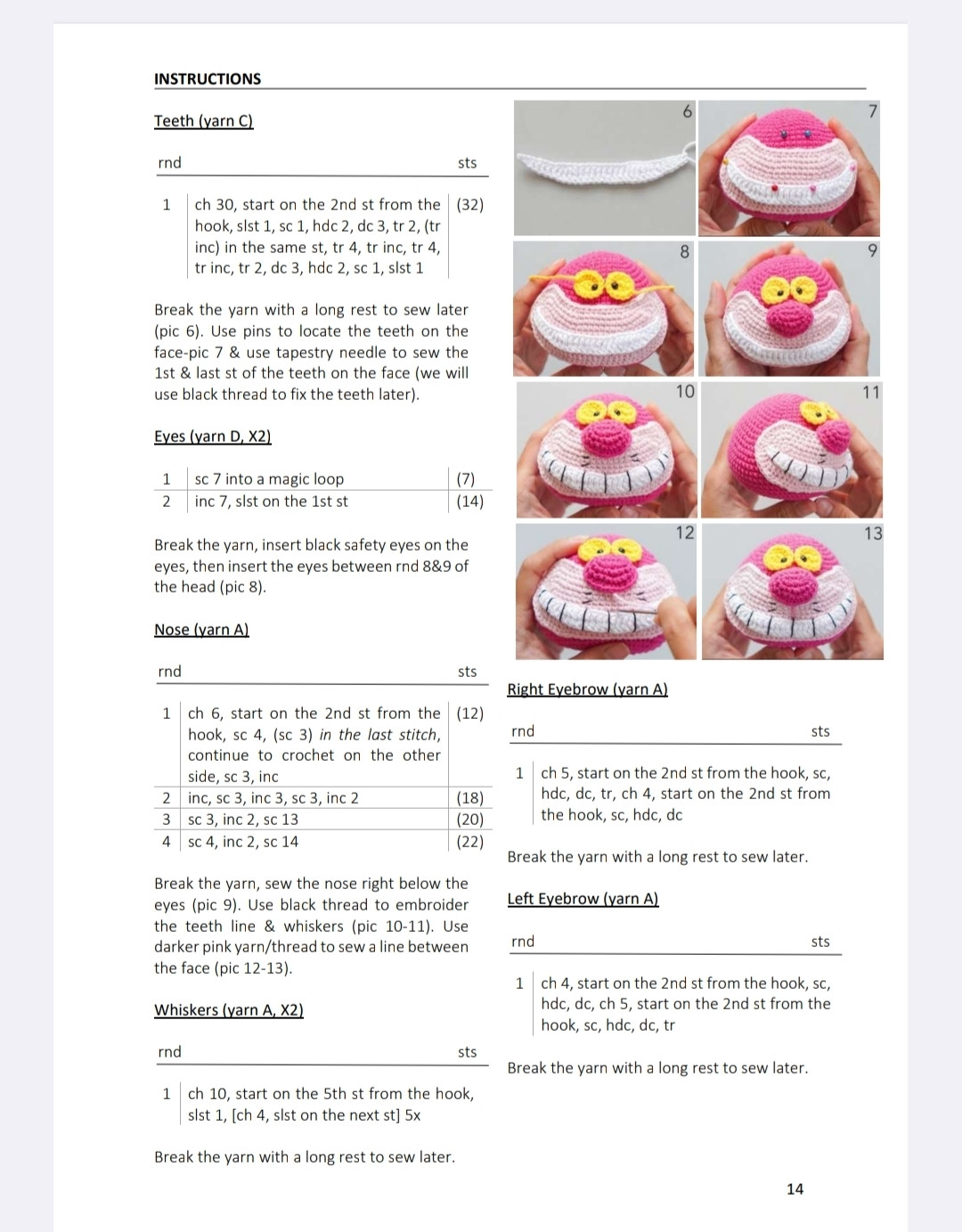 Crochet Pattern for a Whimsical Cheshire Cat Toy