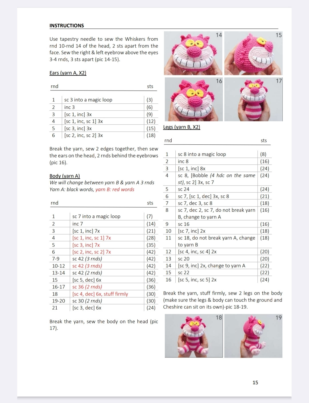 Crochet Pattern for a Whimsical Cheshire Cat Toy