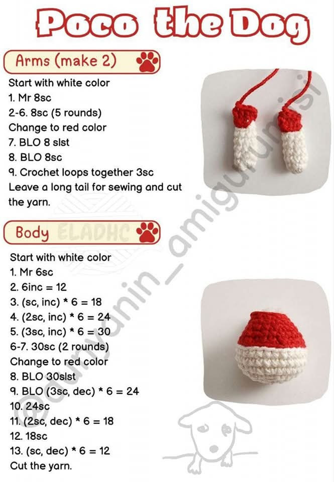 Crochet Pattern for Adorable Amigurumi Puppy in Red Sweater