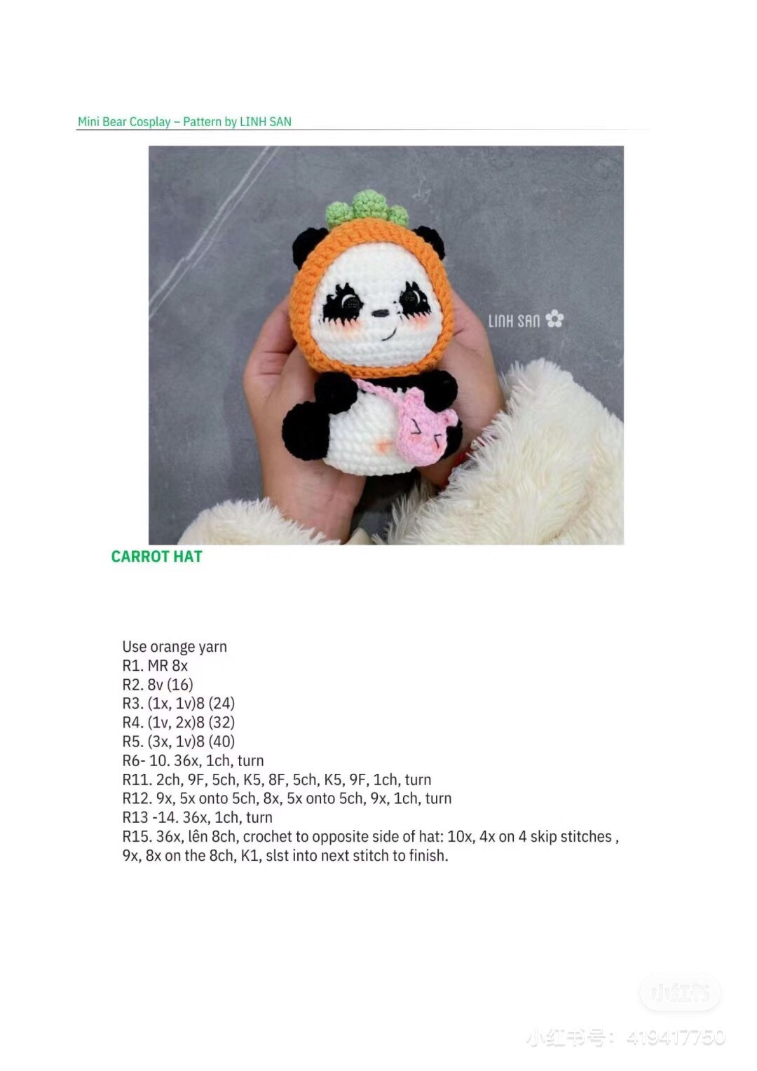 Crochet Pattern for Adorable Bunny Bear and Carrot Bear Amigurumi