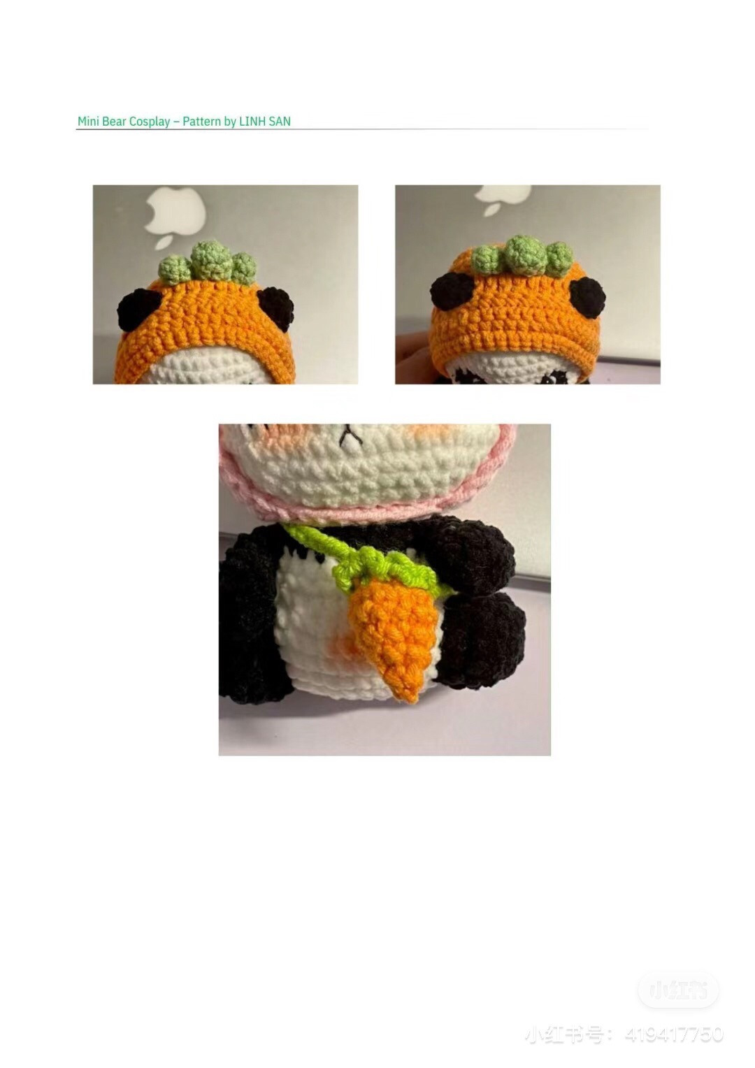Crochet Pattern for Adorable Bunny Bear and Carrot Bear Amigurumi