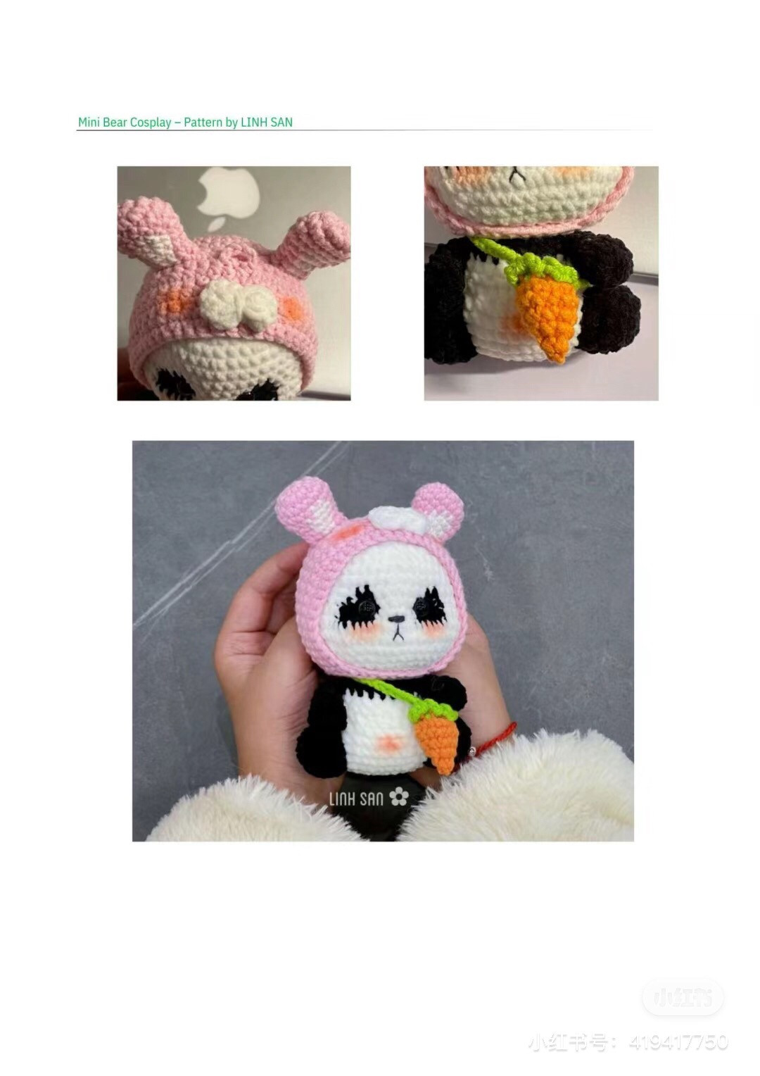 Crochet Pattern for Adorable Bunny Bear and Carrot Bear Amigurumi