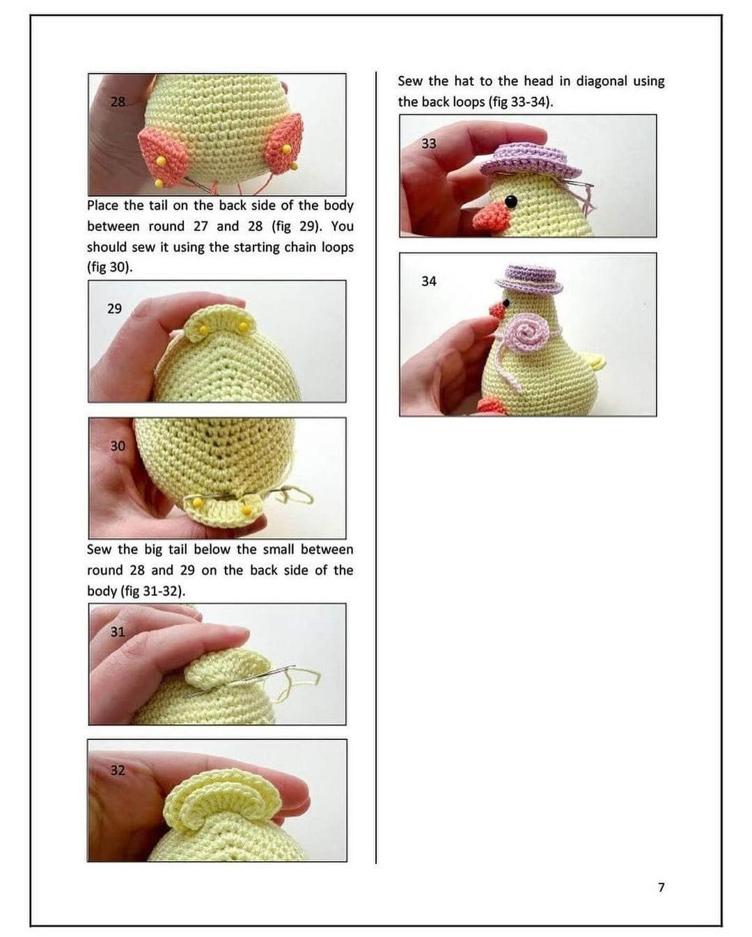 Crochet Pattern for Adorable Duckling with Hat and Accessories