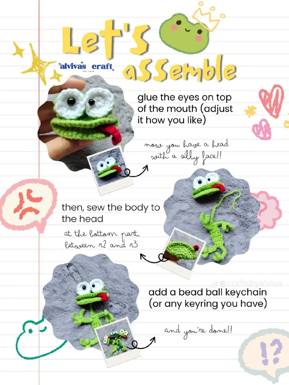 Crochet Pattern for Adorable Funny Frog Keychains