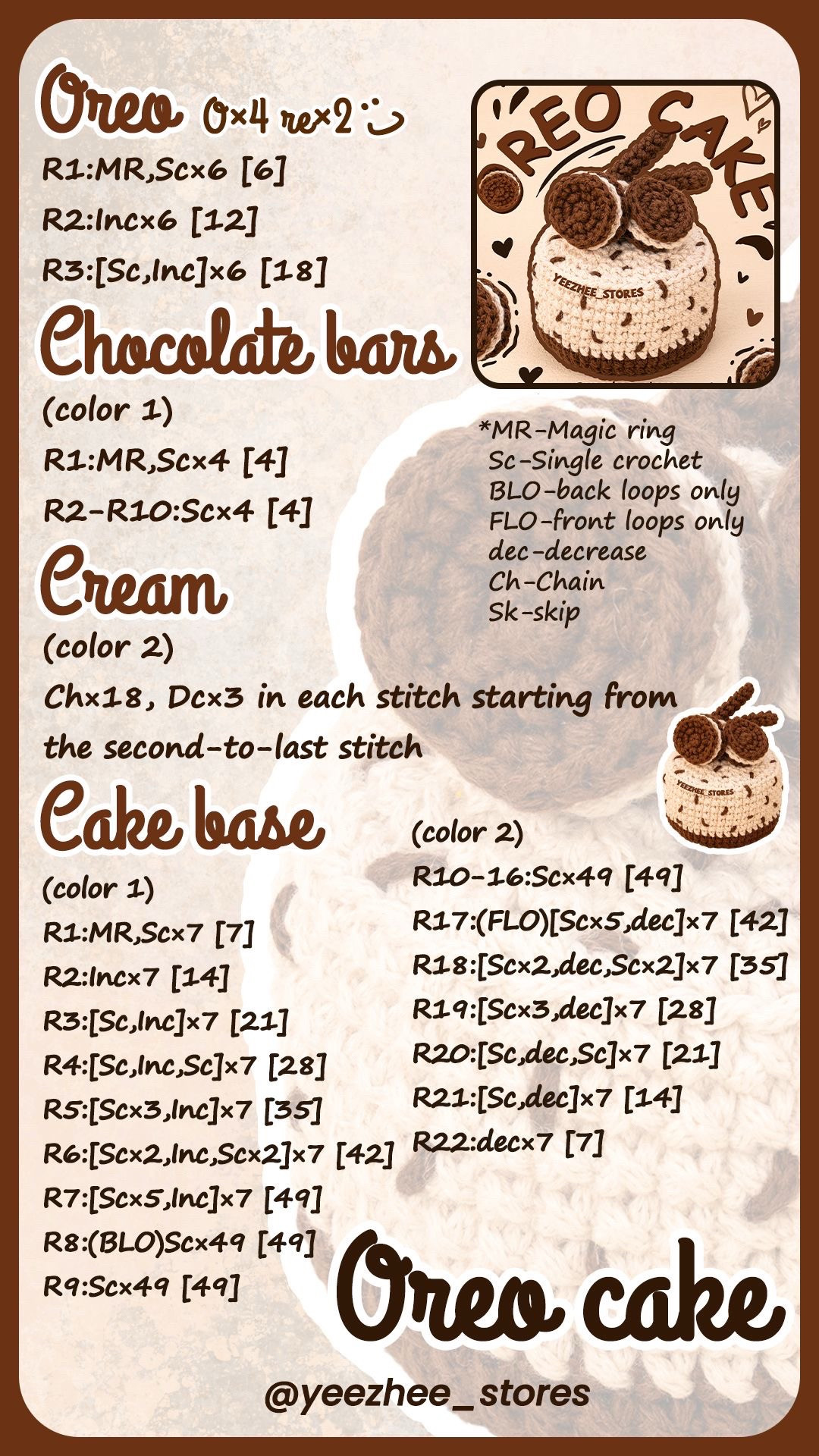 Crochet Pattern for Adorable Oreo Cake Design