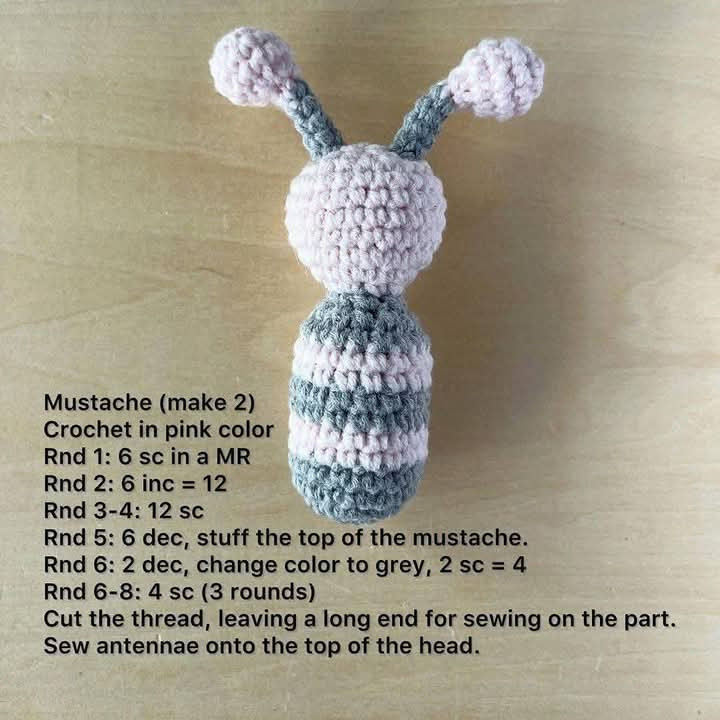 Crochet Pattern for Adorable Pink and Gray Butterfly Amigurumi