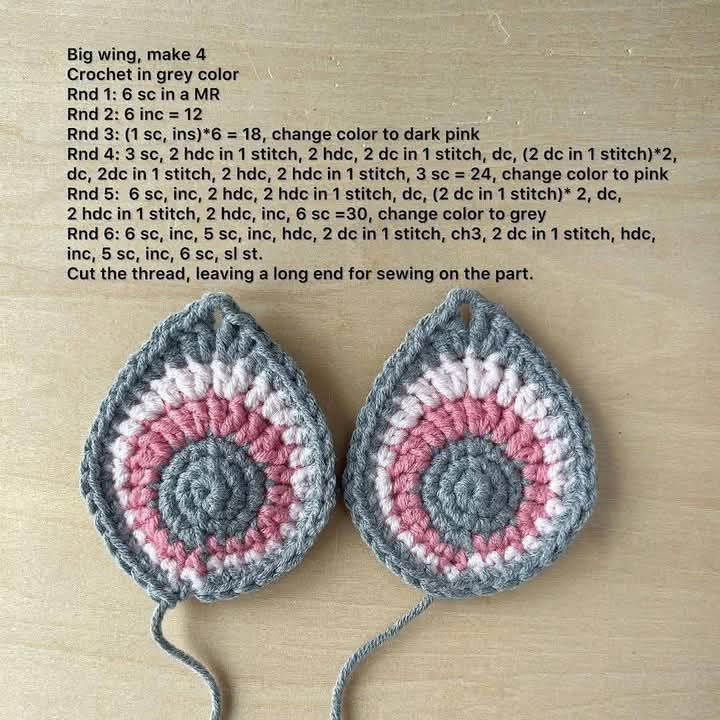 Crochet Pattern for Adorable Pink and Gray Butterfly Amigurumi