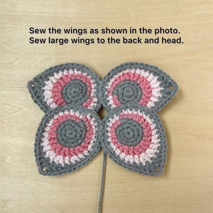 Crochet Pattern for Adorable Pink and Gray Butterfly Amigurumi