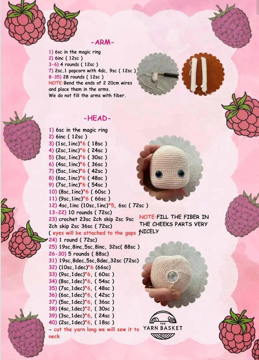 Crochet Pattern for Adorable Pink-Haired Doll with Dress and Accessories