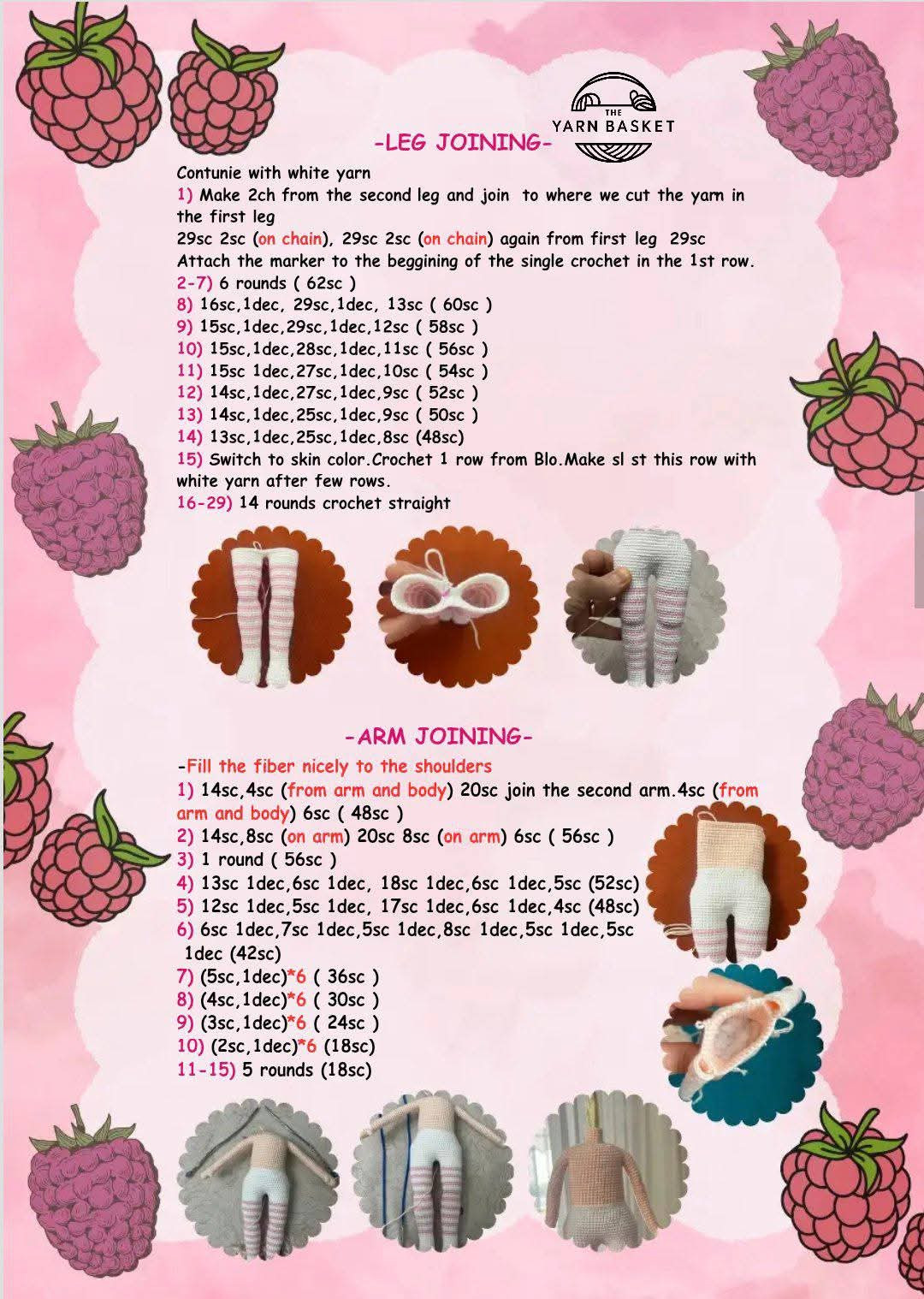 Crochet Pattern for Adorable Pink-Haired Doll with Dress and Accessories