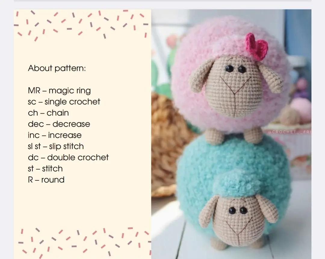 Crochet Pattern for Adorable Pink Sheep with Heart Accent