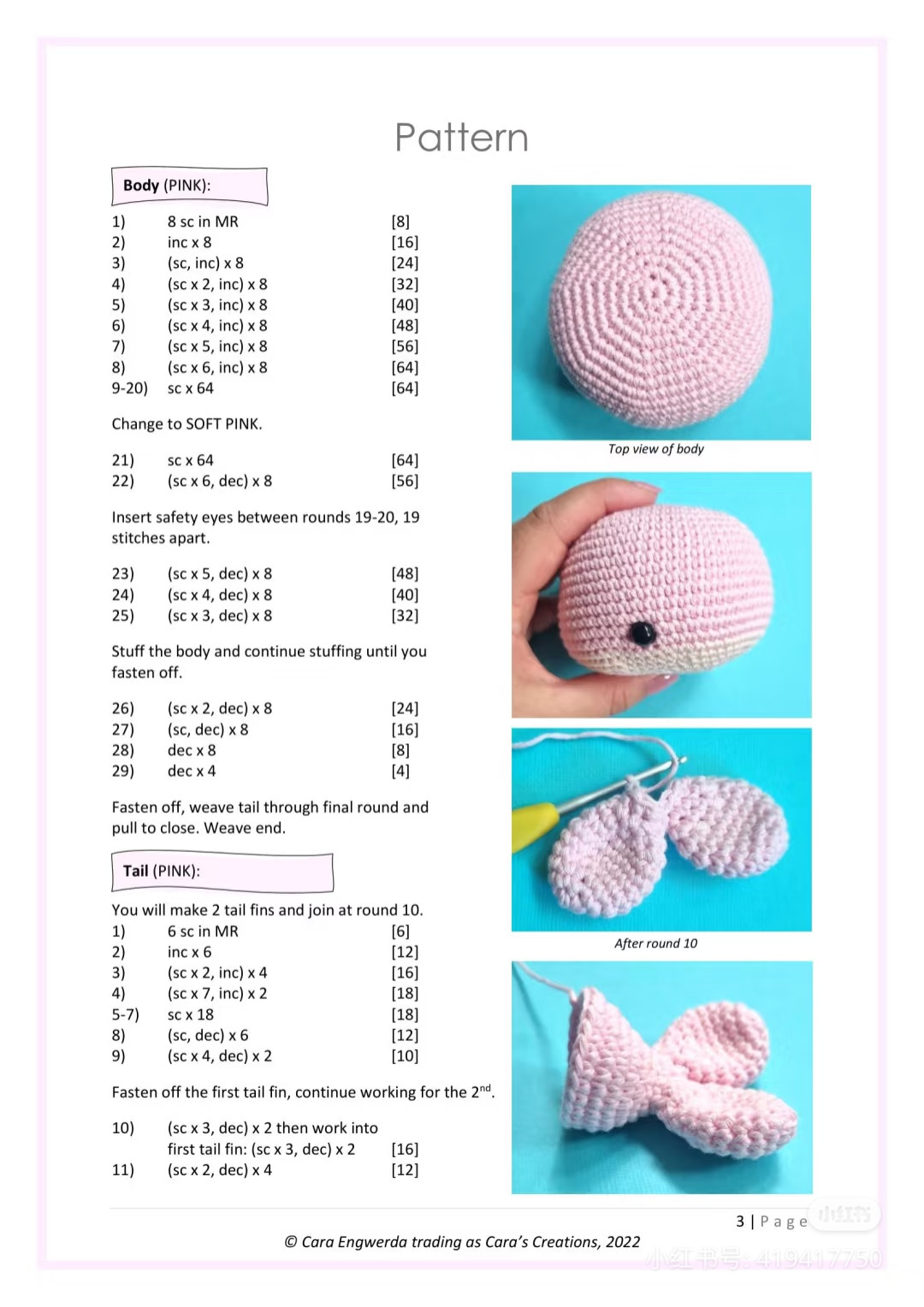Crochet Pattern for Adorable Pink Whale Plush Toy