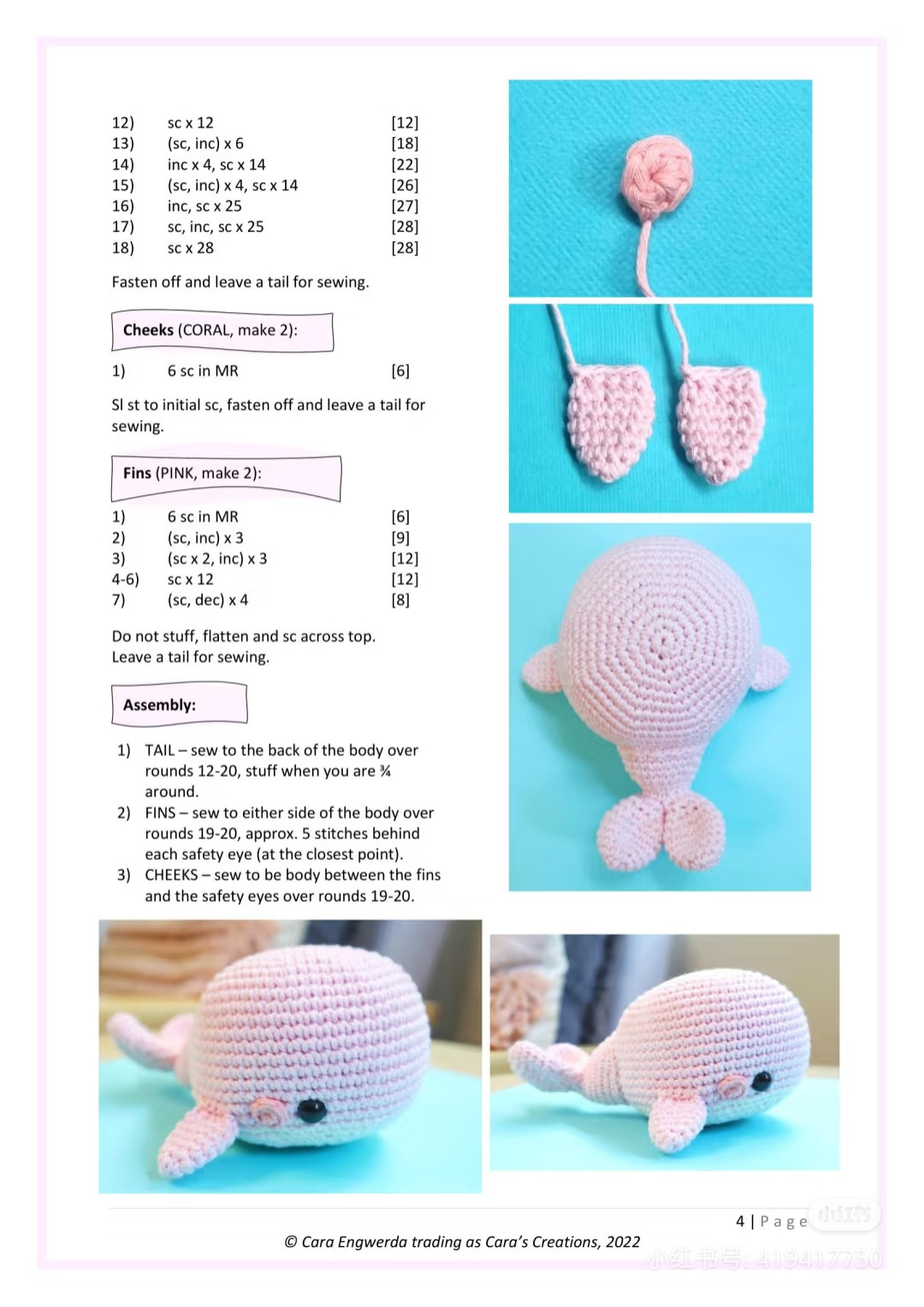 Crochet Pattern for Adorable Pink Whale Plush Toy