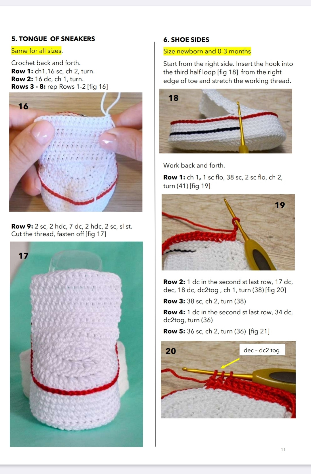 Crochet Pattern for Baby High Top Sneakers in Multiple Sizes