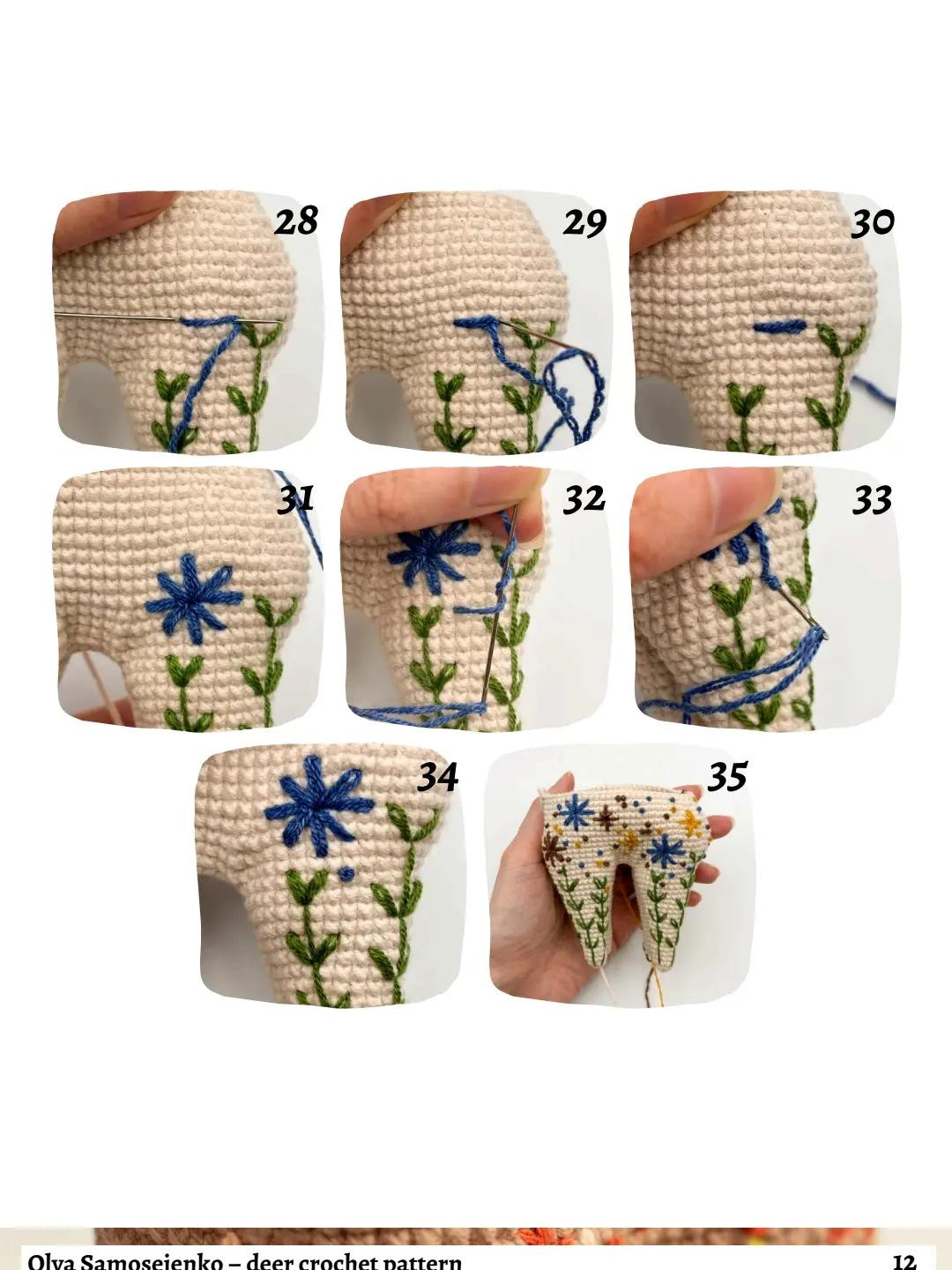 Crochet Pattern for Charming Deer with Floral Embroidery