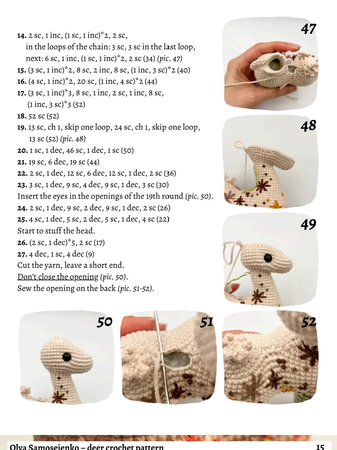 Crochet Pattern for Charming Deer with Floral Embroidery