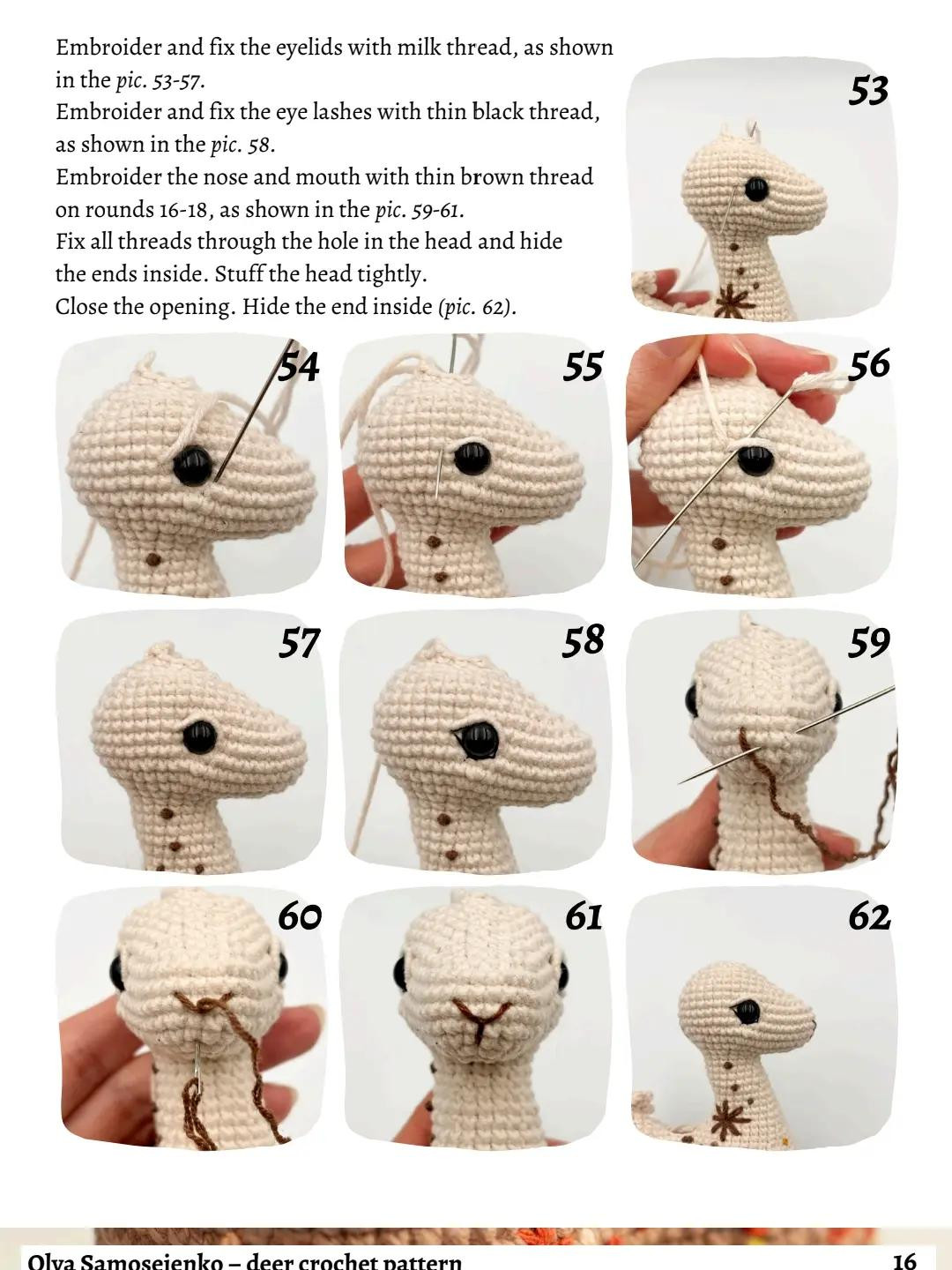 Crochet Pattern for Charming Deer with Floral Embroidery