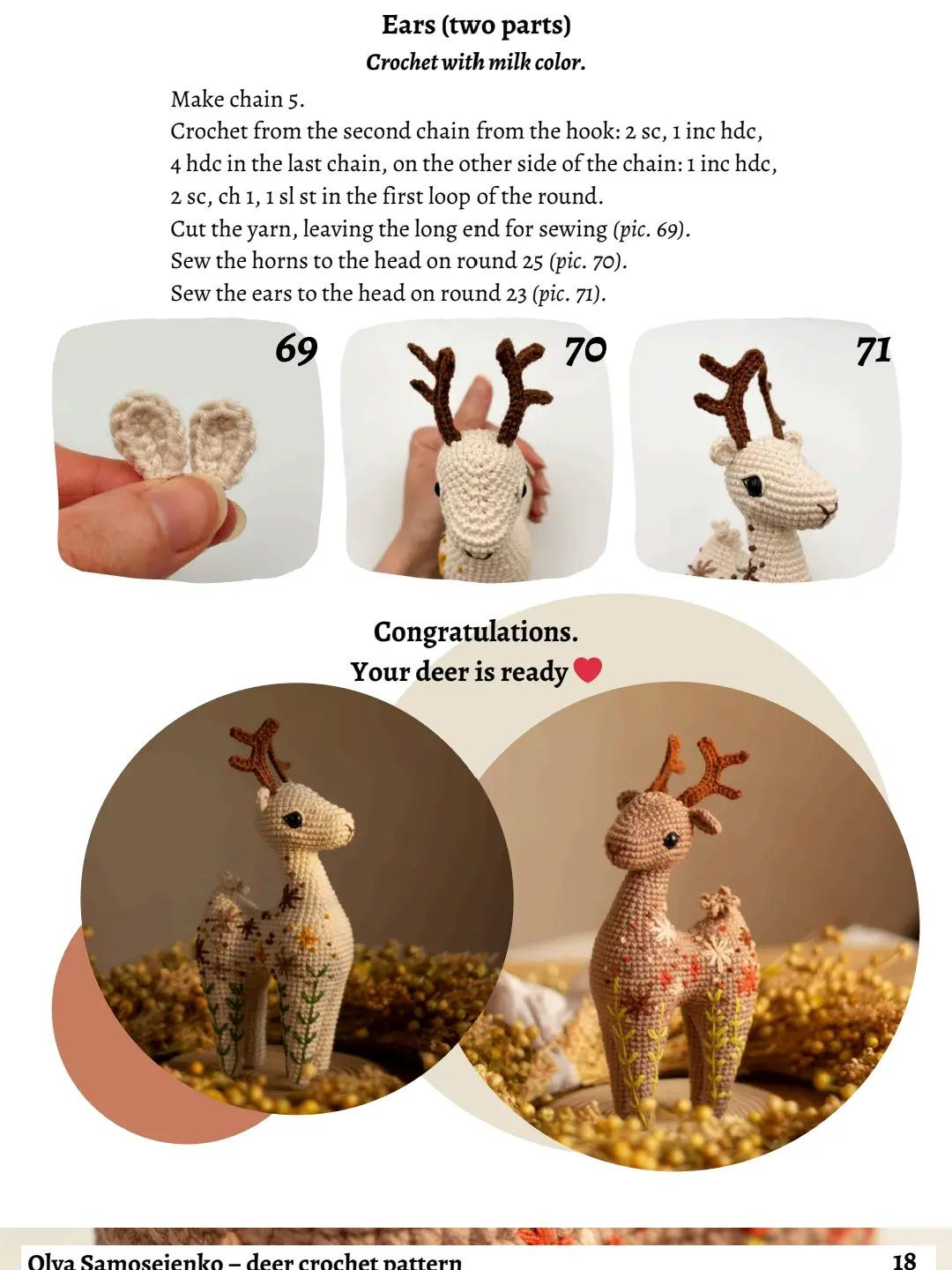 Crochet Pattern for Charming Deer with Floral Embroidery