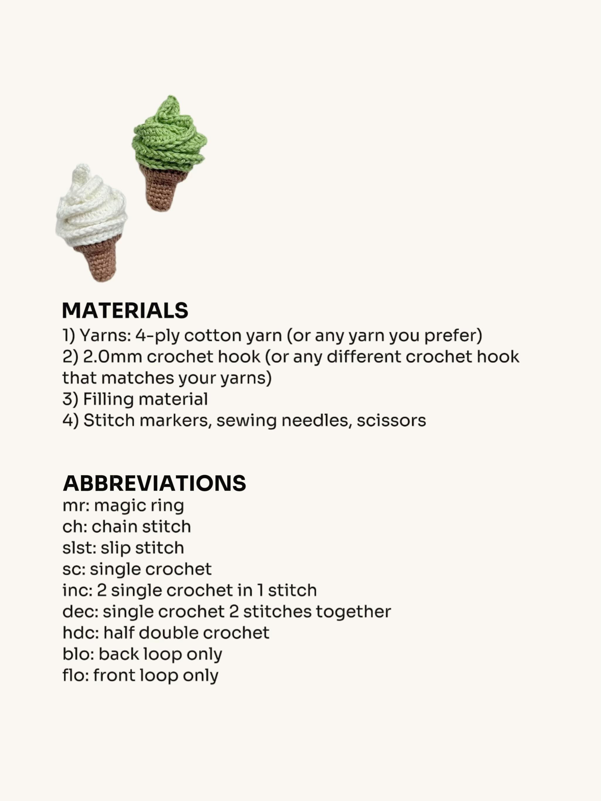 Crochet Pattern for Cute Ice Cream Cone Amigurumi