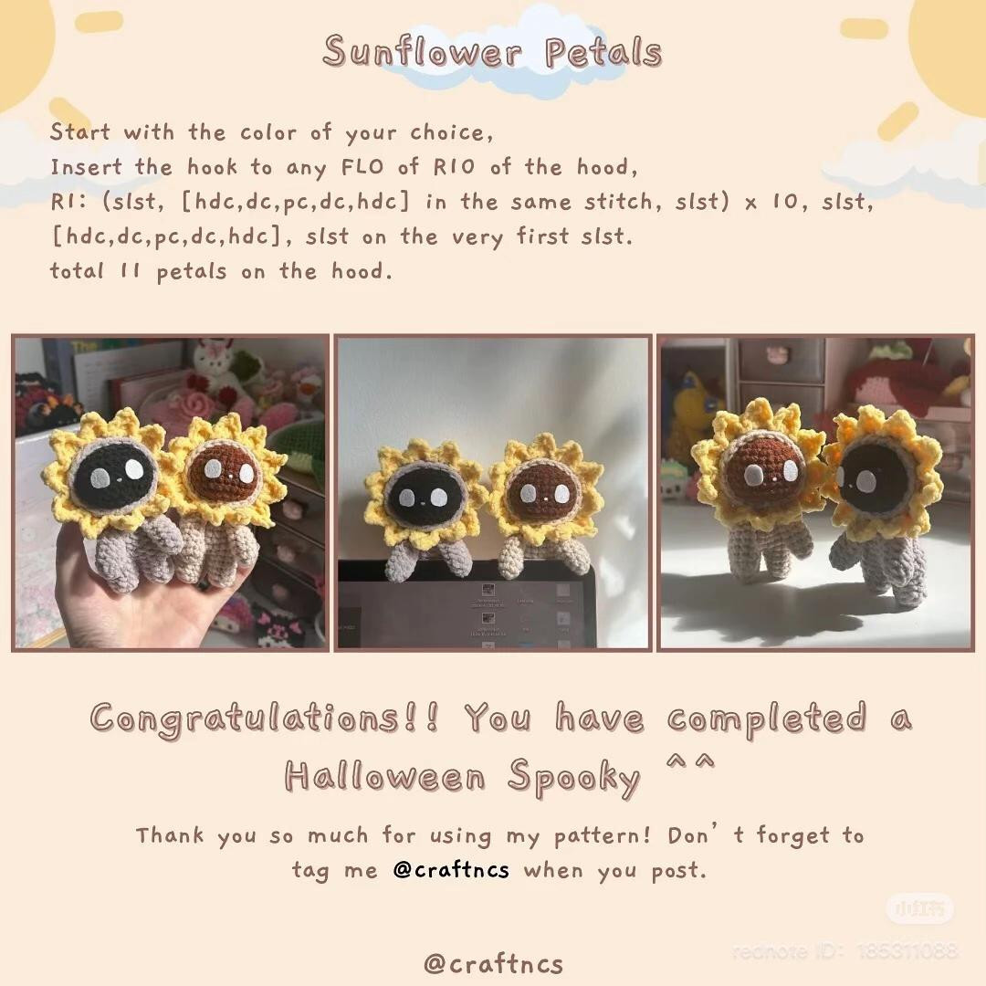 Crochet Pattern for Cute Sunflower Creatures - Free and Spooky!