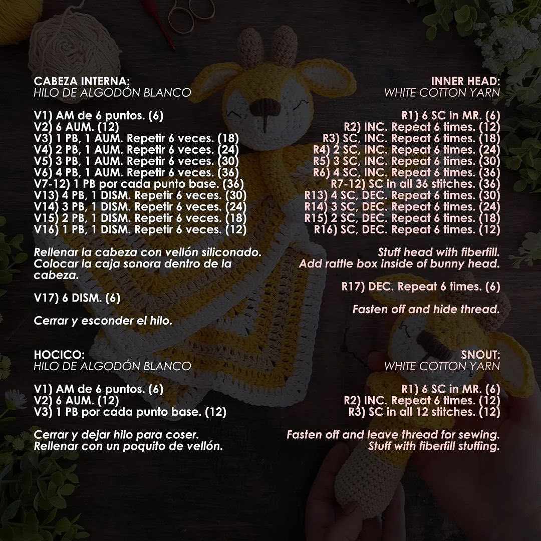 Crochet Pattern for Giraffe Lovey and Rattle Set