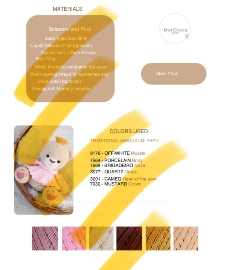 Crochet Pattern for Princess Bear Amigurumi with Pink Dress