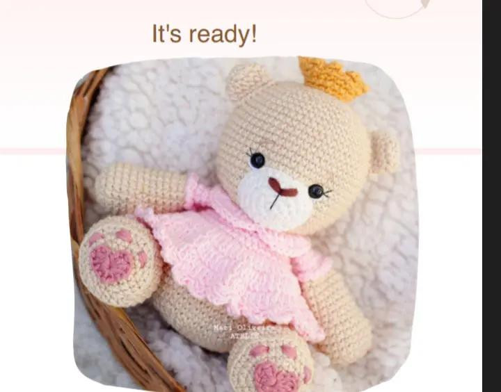 Crochet Pattern for Princess Bear Amigurumi with Pink Dress