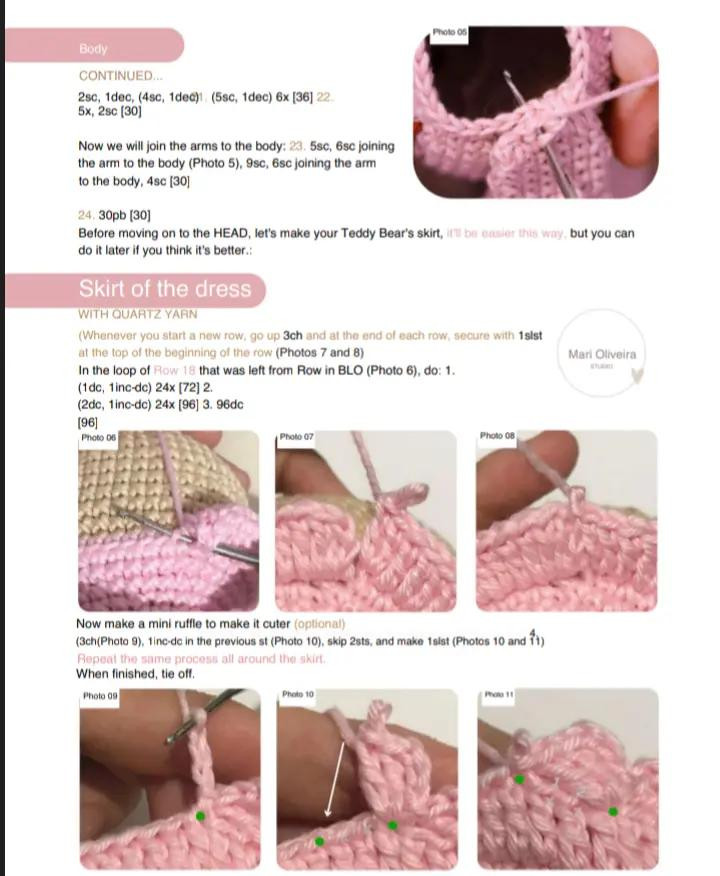 Crochet Pattern for Princess Bear Amigurumi with Pink Dress