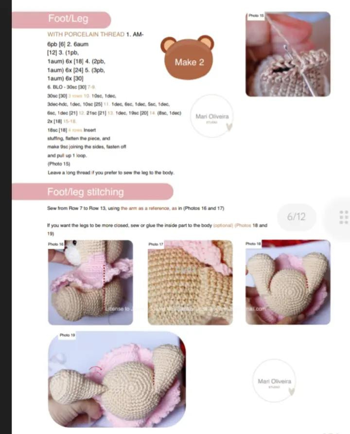 Crochet Pattern for Princess Bear Amigurumi with Pink Dress