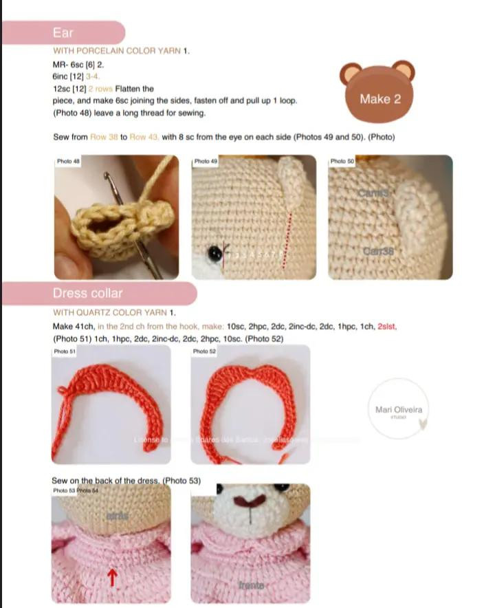 Crochet Pattern for Princess Bear Amigurumi with Pink Dress