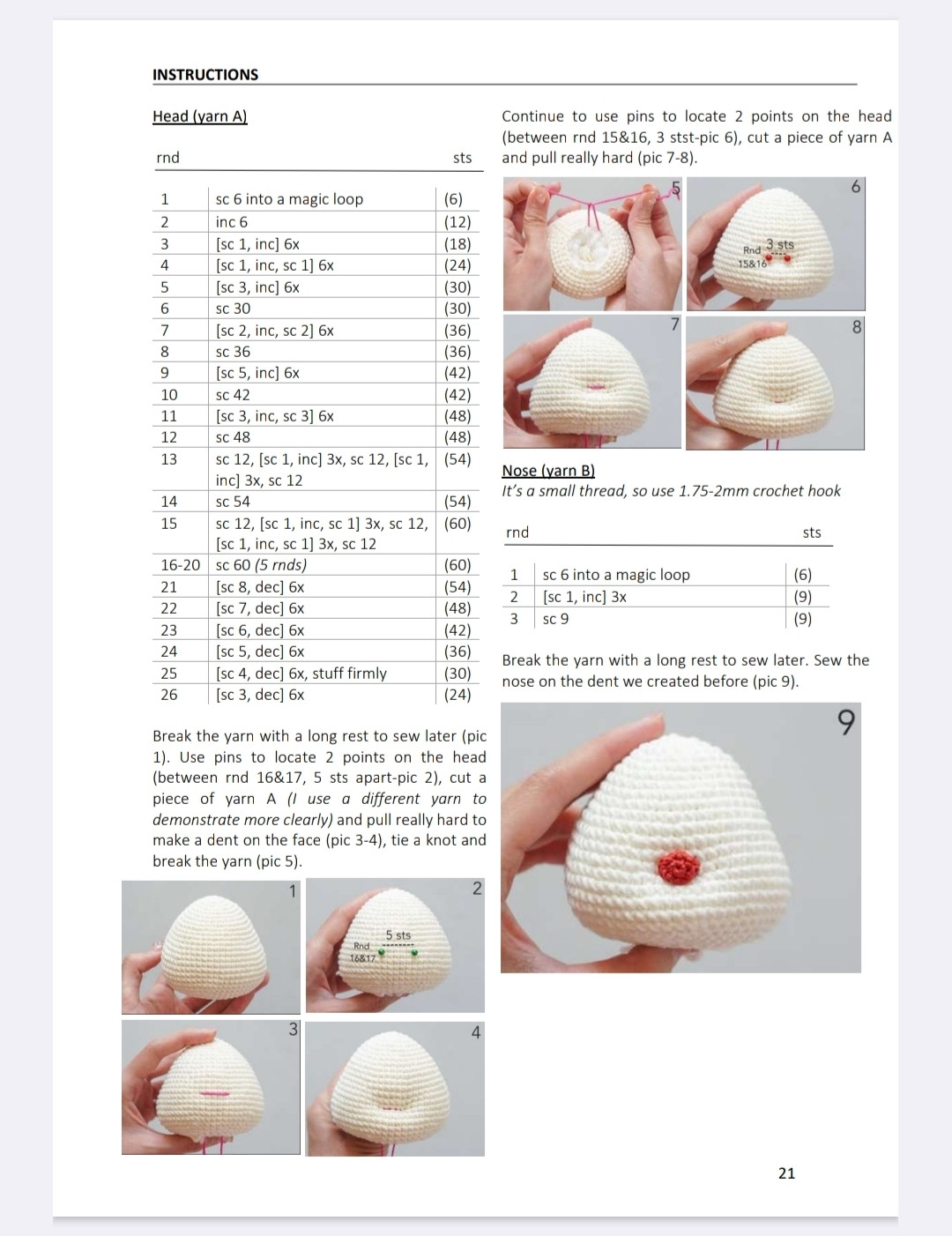 Crochet Pattern for White Rabbit with Heart Detail