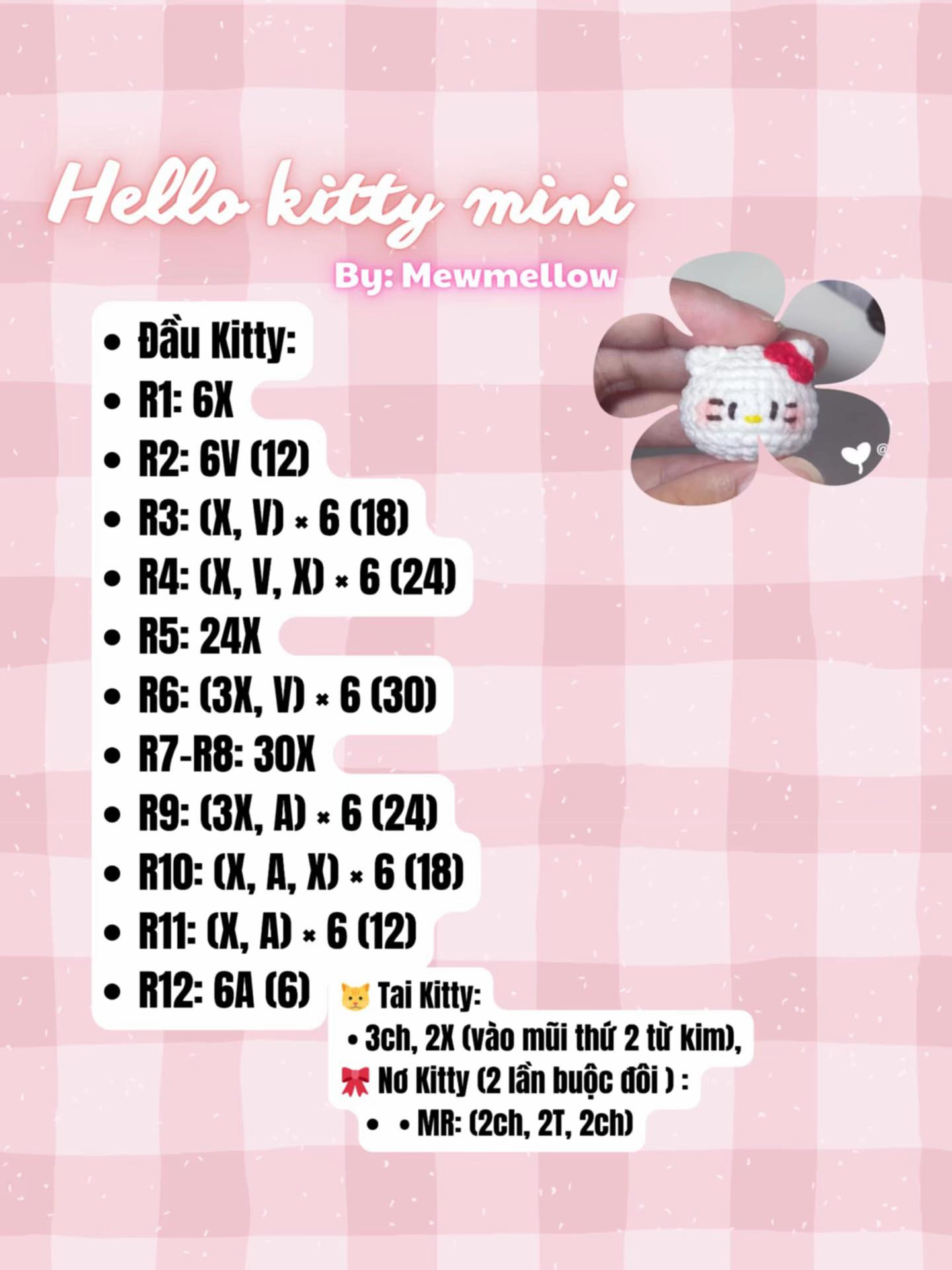 Cùng mình móc hello kitty mini này nha :3 #crochet #len #fyp